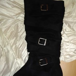 Faux Suede Weylyn black knee high boots